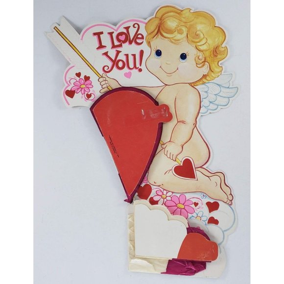 Vintage Amscan Inc Cupid Hearts Honeycomb Centerpiece I Love You - Picture 2 of 4